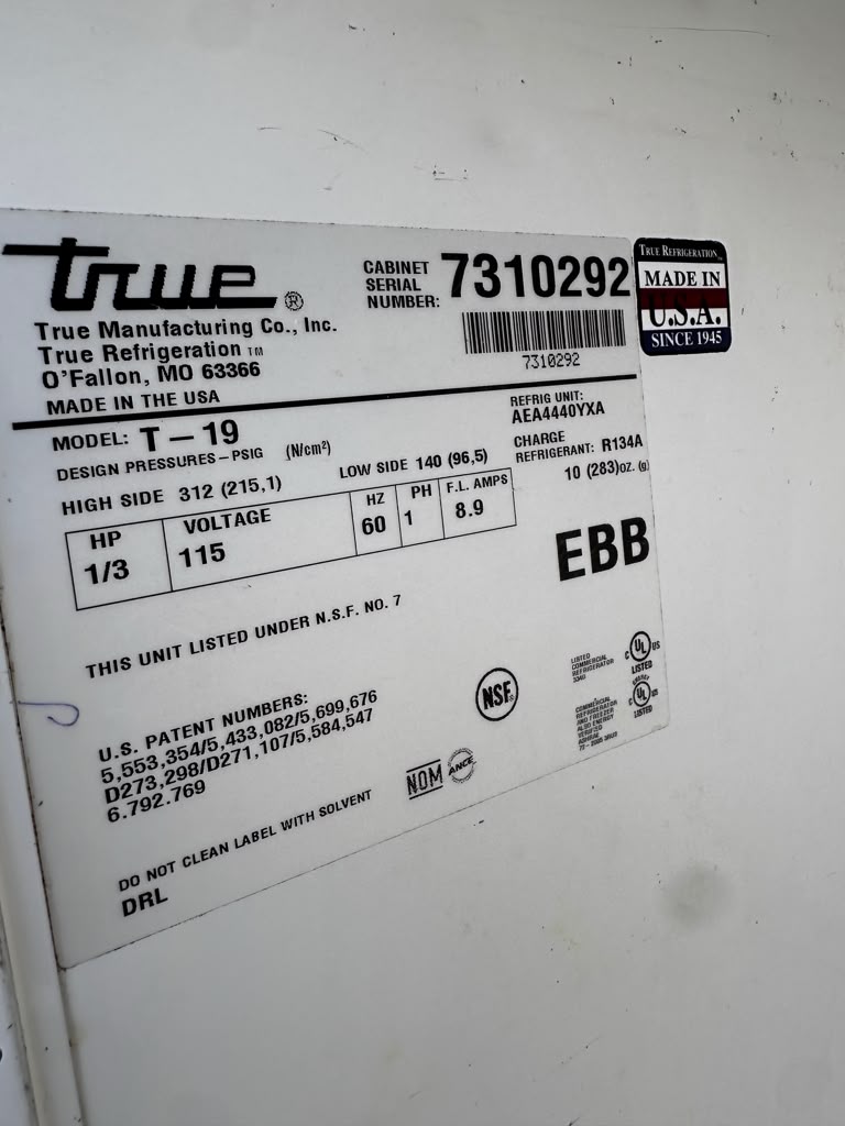 Dependable Condition – True T-19 – 27″ One-Section Solid Door Reach-In Refrigerator – 19 Cu. Ft., 115V, R134a – Fully Tested & Operational!