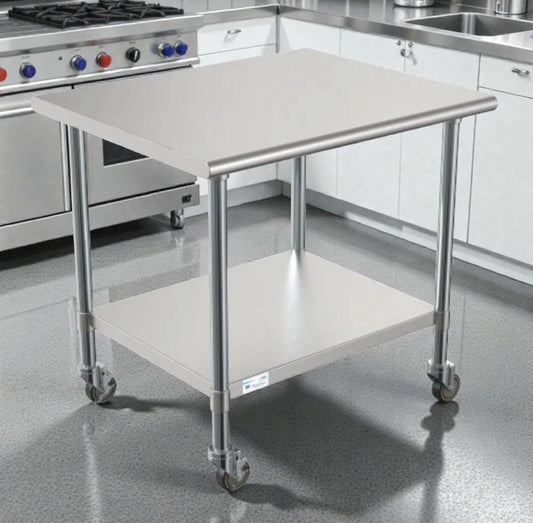 Brand New Premium Condition – KoolMore CT3036-18C – Stainless Steel Commercial Work Table with Casters – 30" x 36" – NSF Listed – Never Used in Original Box