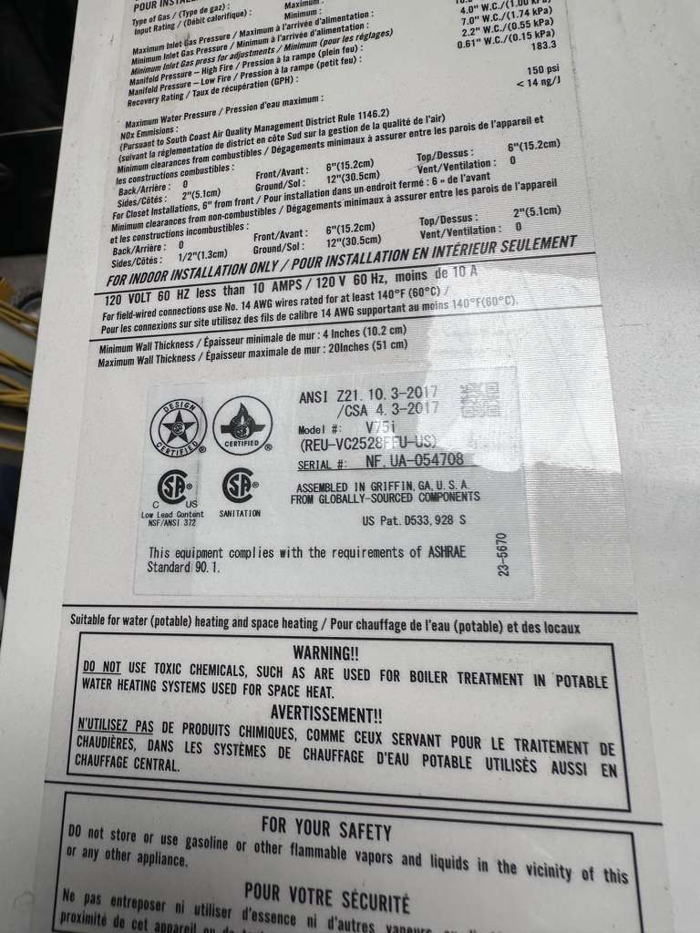 Top-Tier Condition – Rinnai V75iN Tankless Water Heater – 7.5 GPM – 180,000 BTU – Natural Gas – Indoor Installation – Fully Tested & Operational!