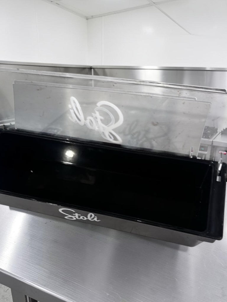 Excellent Condition – Stoli Bar Condiment Caddy – Black Plastic Garnish Tray with Clear Lid – 6-Compartment Bar Organizer – Fully Inspected & Ready for Use!