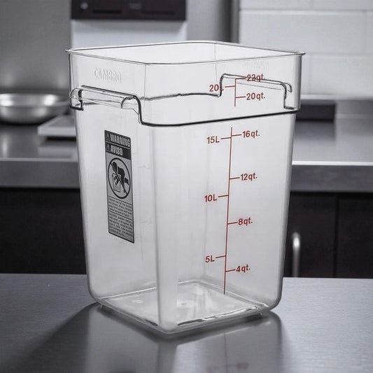 Amazing Find – Cambro CamSquares® Classic 22 Qt. Clear Square Polycarbonate Food Storage Container – NSF – Fully Tested & Ready for Use! (QTY 5)
