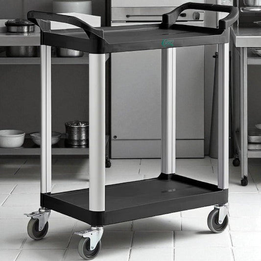 Brand New – Choice Small 2-Shelf Bus Cart – Black Utility / Service Cart – Brand New – Ready for Immediate Use!