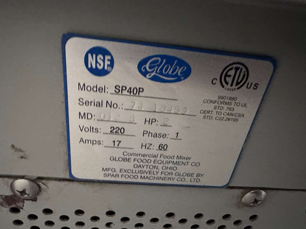 Premium Condition – Globe 20-Qt Commercial Planetary Mixer – Floor Model – 115V – Fully Tested & Operational