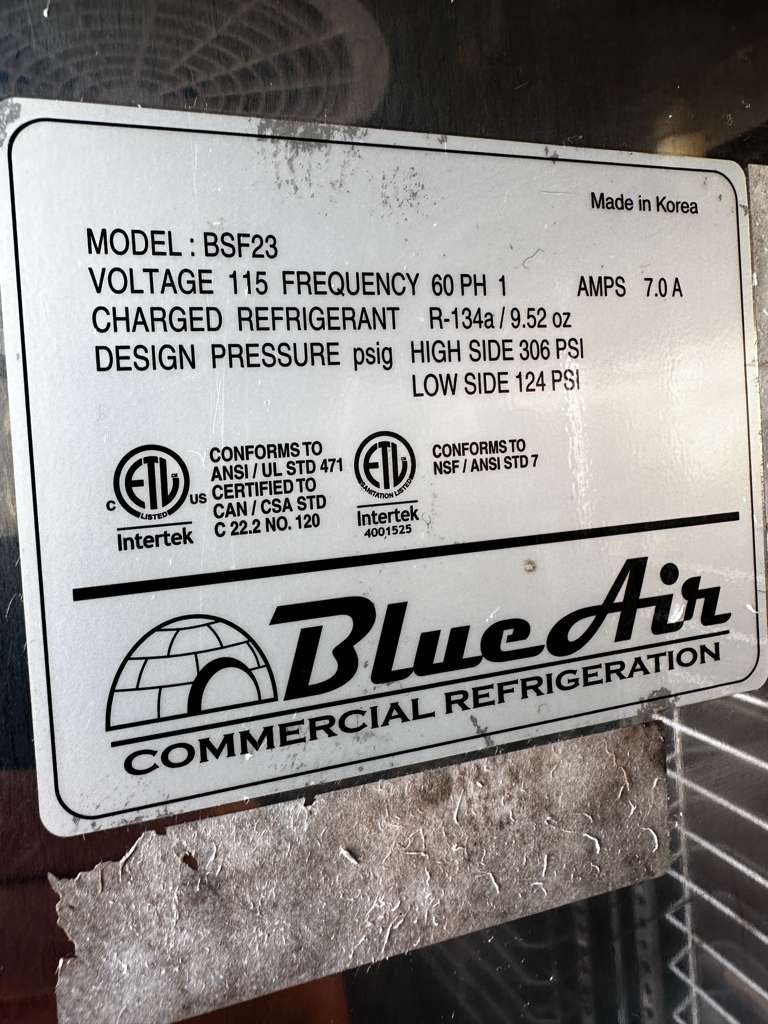 Exceptional Condition – Blue Air BSF23-HC – 26.75" One-Section Solid Door Reach-In Freezer – 23 Cu. Ft. – 115V – Fully Tested & Operational!