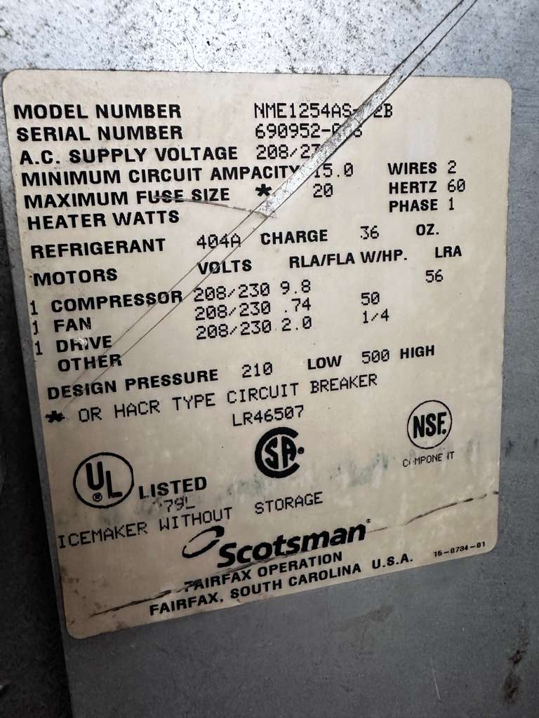 Outstanding Condition – Scotsman NME1254AS-32B – 30" Air-Cooled Nugget / Flake-Style Ice Machine Head – 1,220 lb/24 Hr – 208/230V – Fully Tested & Operational!