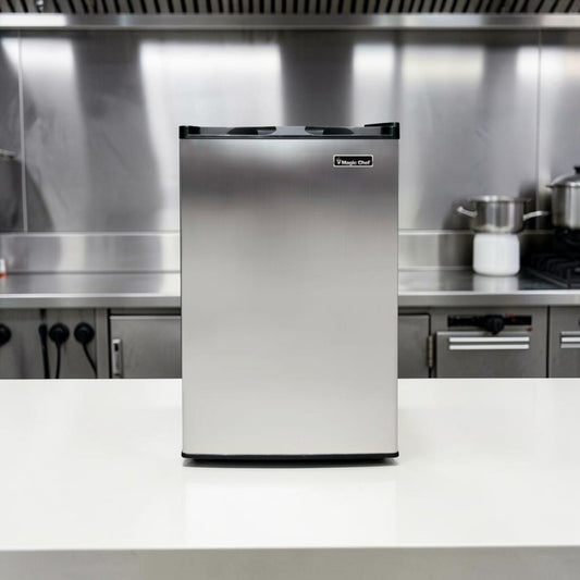 Excellent Condition – Magic Chef MCUF3S2 3 Cu. Ft. Compact Upright Refrigerator– Stainless Steel – Space-Saving Mini Fully Tested & Operational!