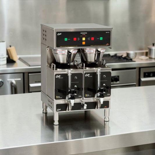 Elite Condition – Curtis GEMINI Twin Coffee Brewer – SCGEM-612ILDS10 – Dual Brewer System – Commercial Stainless Steel – Fully Tested & Operational!