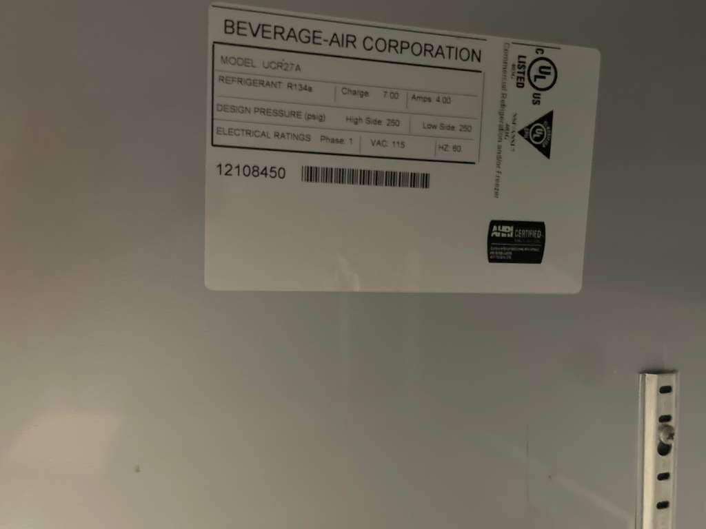 Immaculate Condition – Beverage-Air Commercial Undercounter Refrigerator - 115V / Single Phase - Fully Tested & Working!
