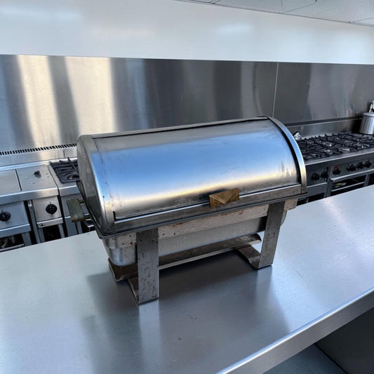 Superb Condition – Commercial Full-Size Rectangular Roll-Top Chafing Dish – 8 Qt. Stainless Steel Buffet Food Warmer – Removable Food Pan – Fully Inspected & Ready for Service!