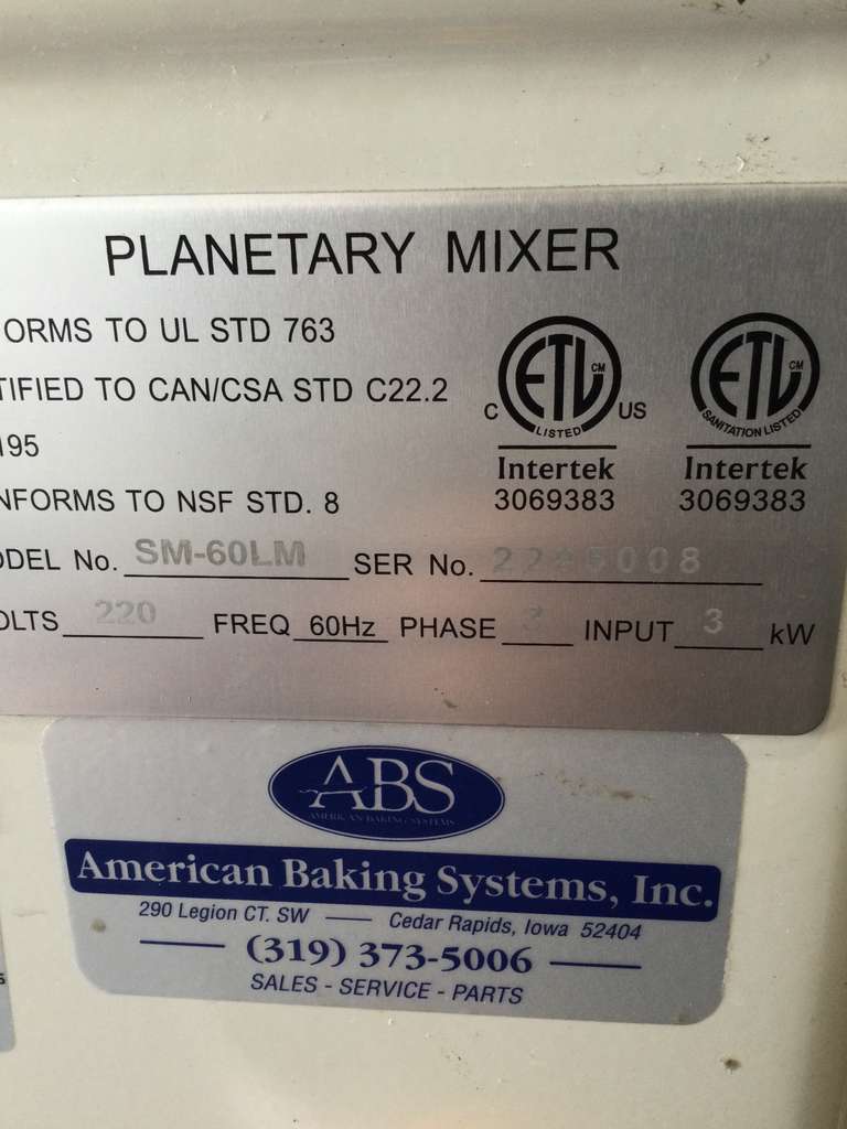 Premium Condition – ABS SM-60LM – Commercial Planetary Mixer – 60 Qt – 220V / 3 Phase – Fully Tested & Working!