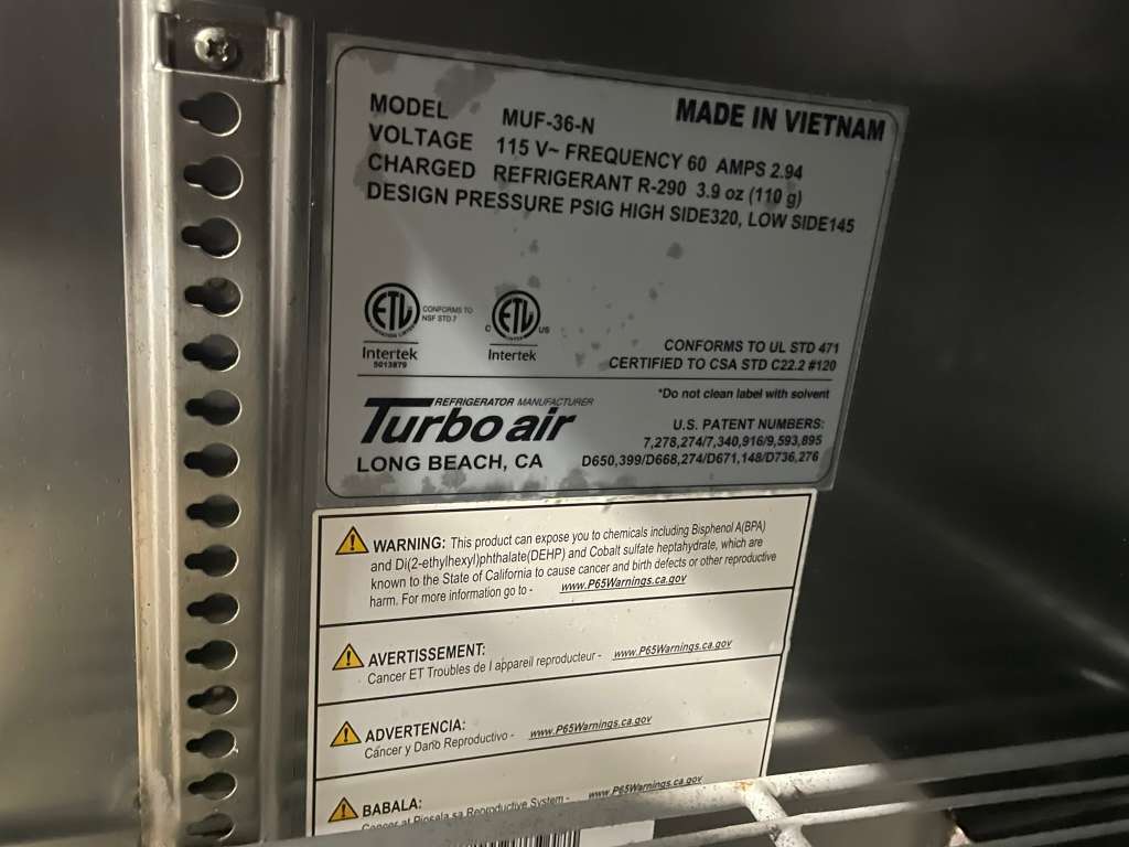 Excellent Condition – Turbo Air Undercounter Refrigerator -115V / Single Phase - Fully Tested & Working!