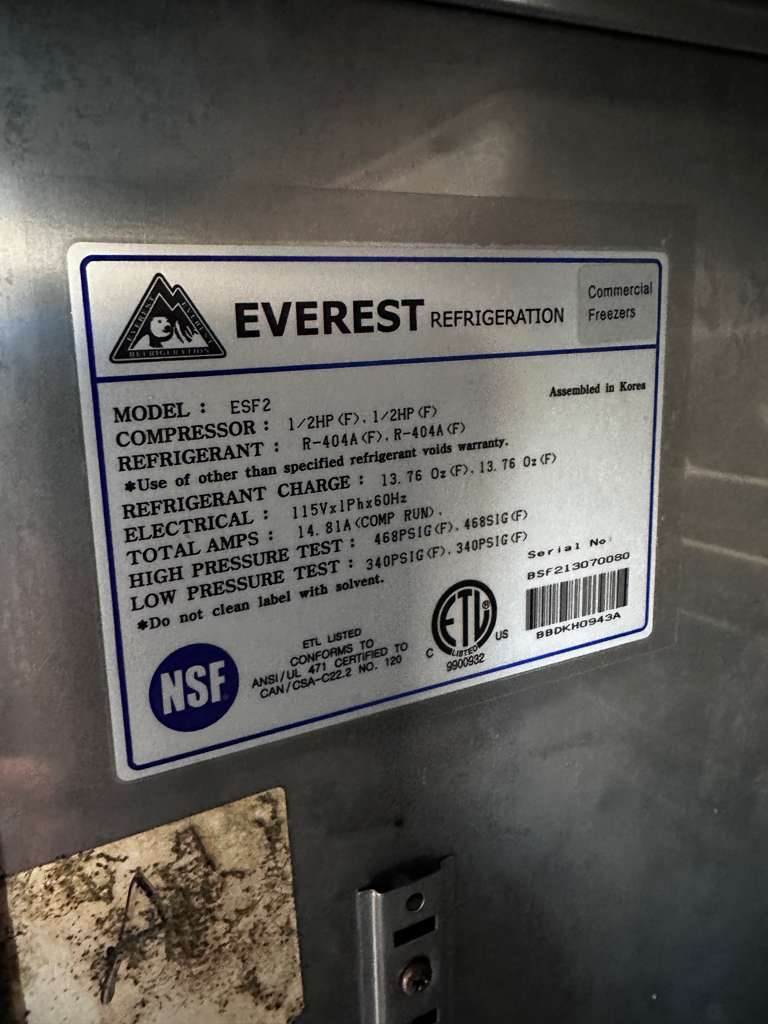 Top-Tier Condition – Everest ESF2 – Commercial Reach-In Freezer – 2 Section – 48 Cu. Ft. – NSF / ETL Listed – Fully Tested & Operational!