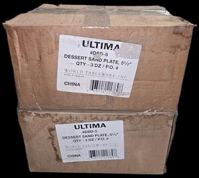 Brand New Condition – Ultima 5 1/4” Dessert Sand Plates – Model DSD-5 – 6 Dozen (72 Plates) – Restaurant Grade – Factory Sealed!