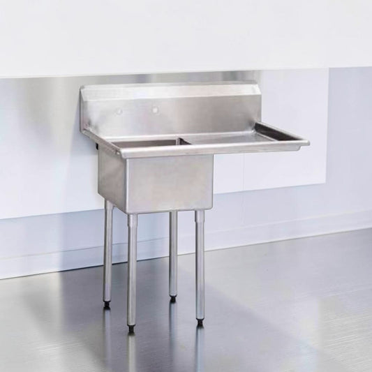 Premium Condition – Green World by Turbo Air TSA-1-12-R1 – 39" Commercial One-Compartment Sink – 18" × 18" × 12" Bowl – 18" Right Drainboard – Faucet Included – NSF Certified – Fully Inspected & Ready for Installation!