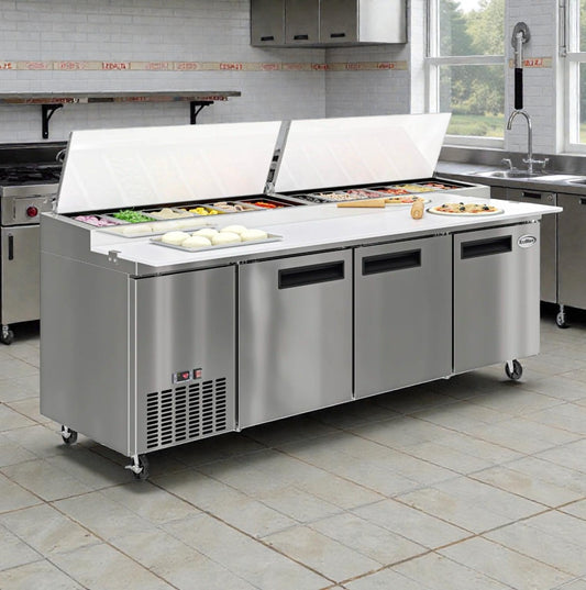 Brand New – Scratch & Dent – Koolmore 92" Three Door Pizza Prep Refrigerator