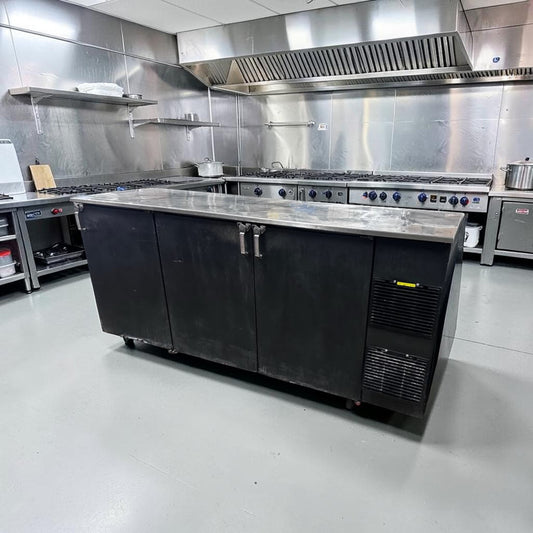 Professionally Maintained Condition – Glastender BB84-R1-BSH – 84" Three-Door Commercial Back Bar Refrigerator – Stainless Steel Top – 115V – NSF & UL Listed – Fully Tested & Operational!