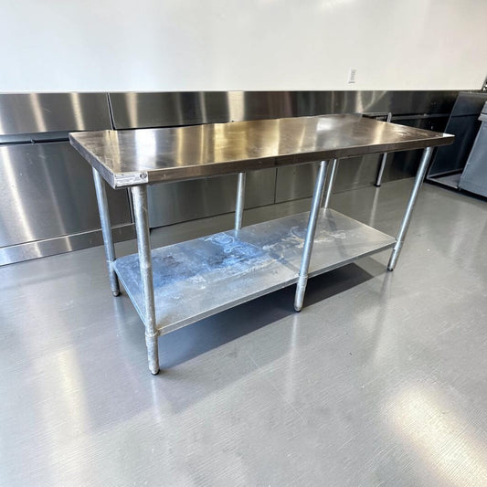 Dependable Condition – Atlanta Culinary Equipment 72" Commercial Stainless Steel Work Table – Adjustable Undershelf – Galvanized Legs – ETL Sanitation & NSF Standard 2 Compliant – Fully Inspected & Ready for Use!
