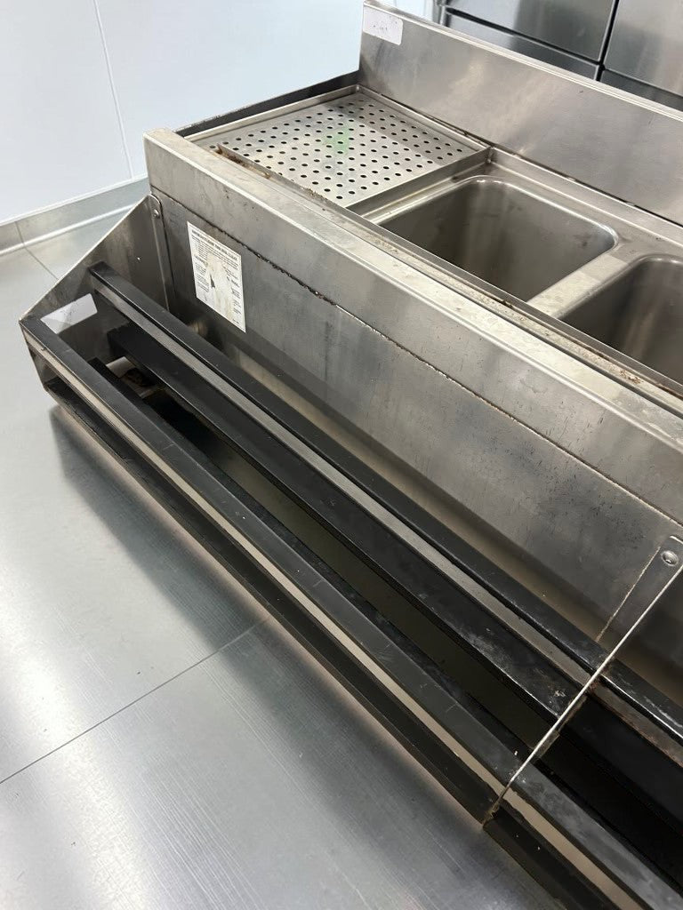 Exceptional Condition – Commercial Stainless Steel 4-Compartment Underbar Sink – 72" × 29" × 33" – Dual Drainboards, Faucet & Double Speed Rails – Fully Inspected & Ready for Installation!