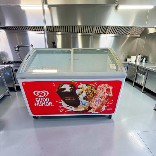 Exceptional Condition – Hiron SD-351E – Commercial Chest Showcase Freezer – Sliding Glass Top – R290 – 115V – Fully Tested & Operational!