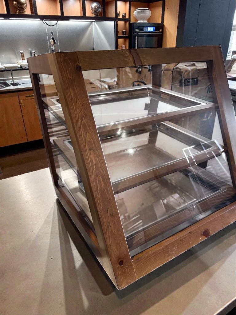 Remarkable Condition – Wooden Countertop Pastry Display Case – 2-Tier Bakery Merchandiser – Glass Display – Fully Tested & Operational!
