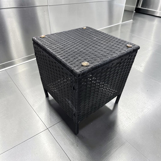 Remarkable Condition – Unbranded 18-Inch Black Woven Wicker Cube Side Table – Square Patio Accent Table – Fully Inspected & Ready for Use!