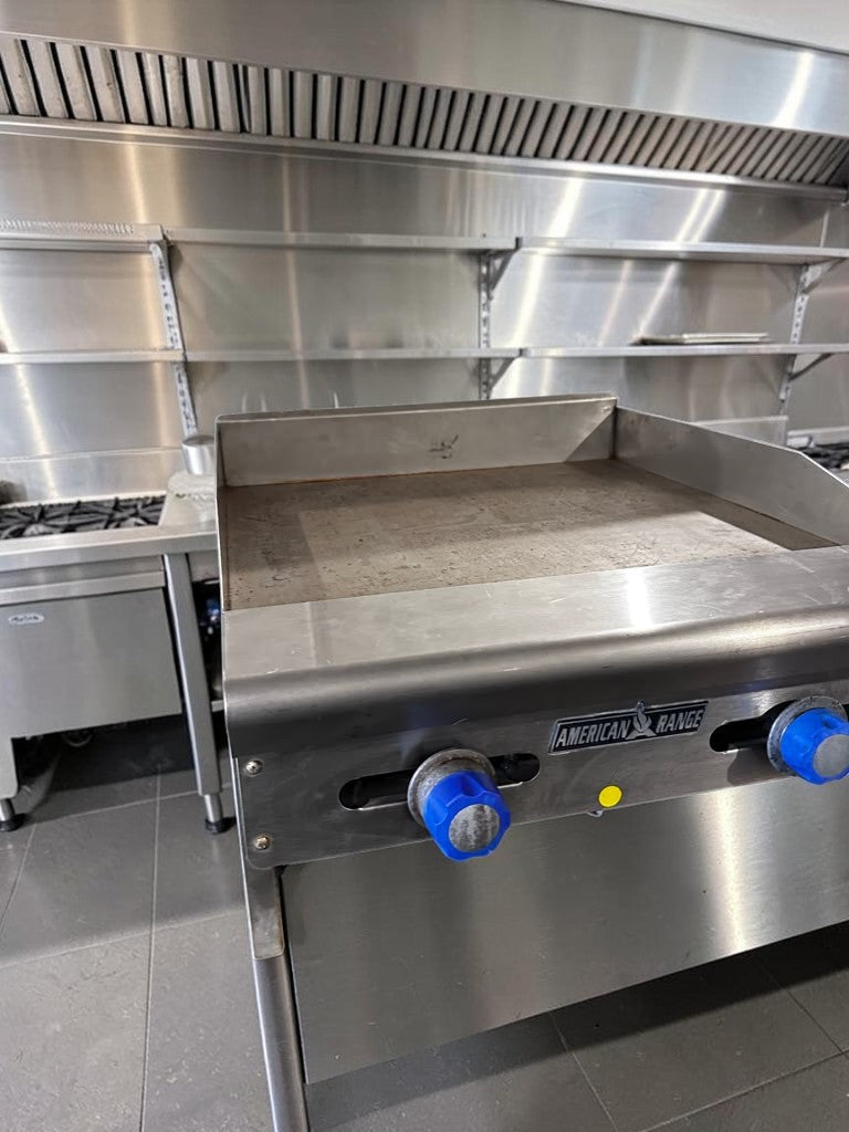 Dependable Condition – American Range ARMG-24 – 24" Countertop Gas Griddle – Manual Controls – 60,000 BTU – Fully Tested & Operational!