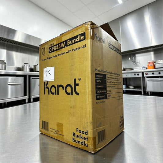 Elite Condition – Karat C-FB85W_Bundle – 85 oz. White Paper Food Buckets with Matching Paper Lids – 187 mm – 180 Sets per Case – New/Open Case!