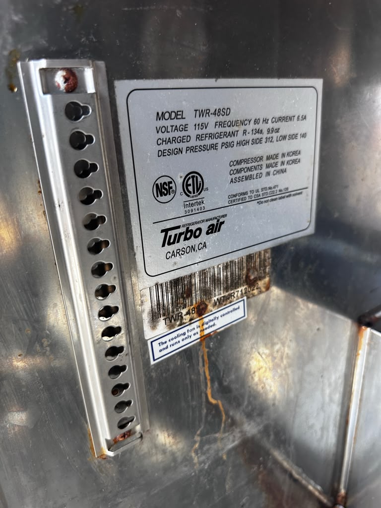 Well-Maintained Condition – Turbo Air TWR-48SD-N – Super Deluxe 48" Two-Door Worktop Refrigerator – 12 Cu. Ft. – 115V – ETL / NSF Certified – Fully Tested & Operational!
