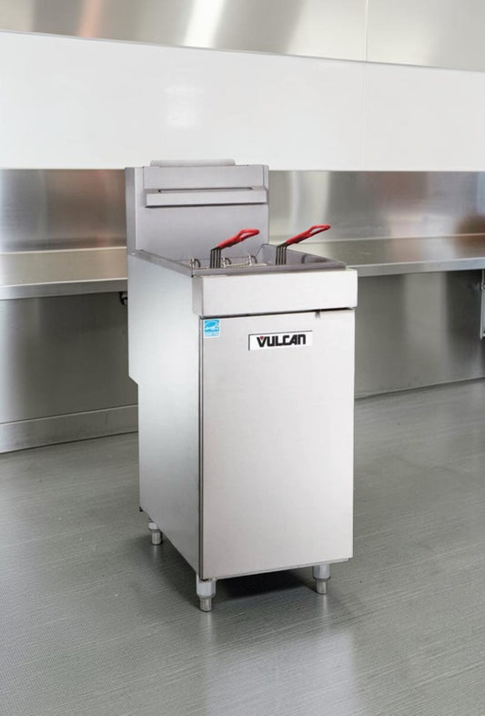 Superb Condition – Vulcan 1VEG35M Natural Gas Floor Fryer – 35–40 lb Capacity – 70,000 BTU – ENERGY STAR – Fully Tested & Operational!