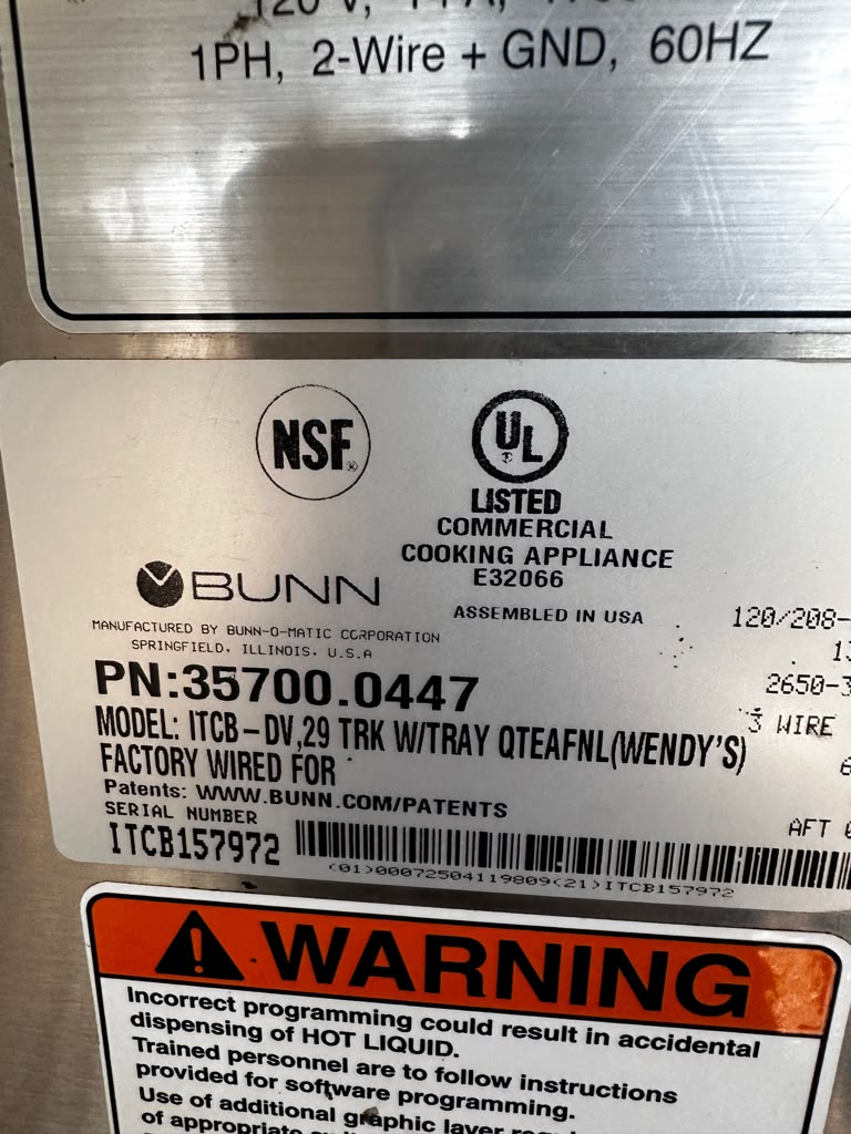 High-Quality Condition – BUNN ITCB-DV 29" Trunk with Tray – Infusion Series® Commercial Tea & Coffee Brewer – NSF & UL Listed - Fully Tested & Operational!