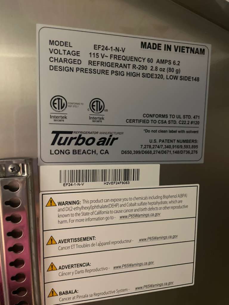 Premium Condition – Turbo Air EF24-1-N-V Commercial Reach-In Freezer – 115V / Single Phase – Fully Tested & Working!