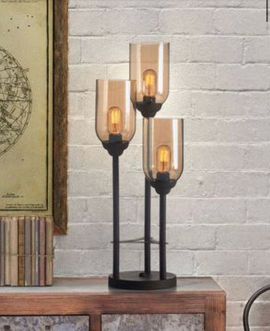 Brand New Premium Condition – Zuomor Jump Table Lamp Set – 3-Light Rustic Amber Glass – Decorative Commercial Table Lighting – New in Original Box