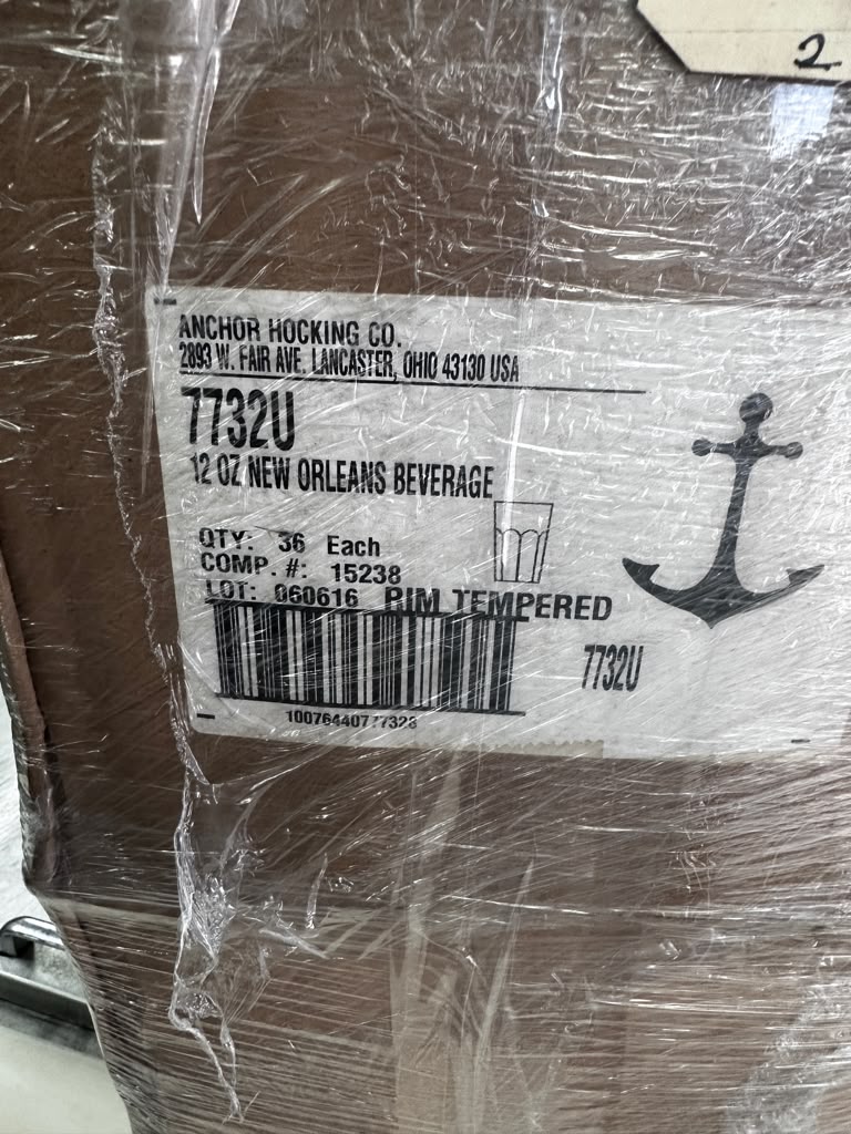 Pristine Condition – Anchor Hocking 7732U – New Orleans 12 Oz. Rim-Tempered Beverage Glass – New in Original Cases & Ready for Commercial Service!