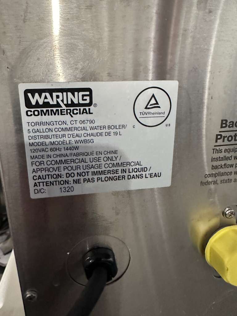 Elite Condition – Waring Commercial WWB5G – 5 Gallon Hot Water Boiler / Dispenser – 120V – Fully Tested & Operational!