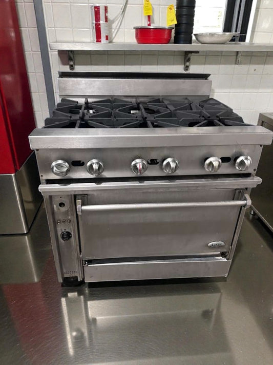 Superior Condition – Commercial 6 Burner Gas Range with Standard Oven – Stainless Steel – Heavy Duty Restaurant Range – Fully Tested & Operational!