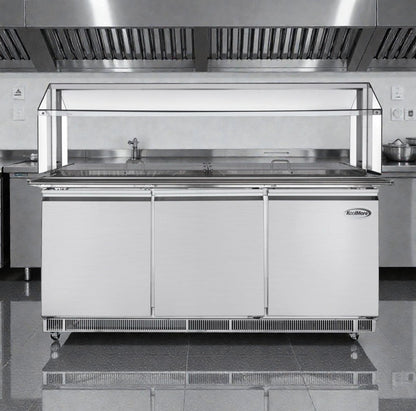 Brand New – Never Used – Scratch & Dent – KoolMore 72" Commercial Refrigerated Prep Station with Sneeze Guard