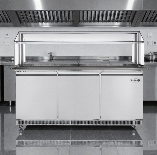 Brand New – Never Used – Scratch & Dent – KoolMore 72" Commercial Refrigerated Prep Station with Sneeze Guard