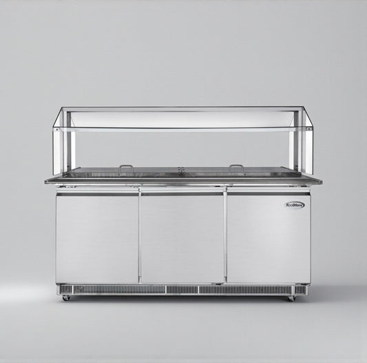 Brand New – Never Used – Scratch & Dent – KoolMore 72" Commercial Refrigerated Prep Station with Sneeze Guard