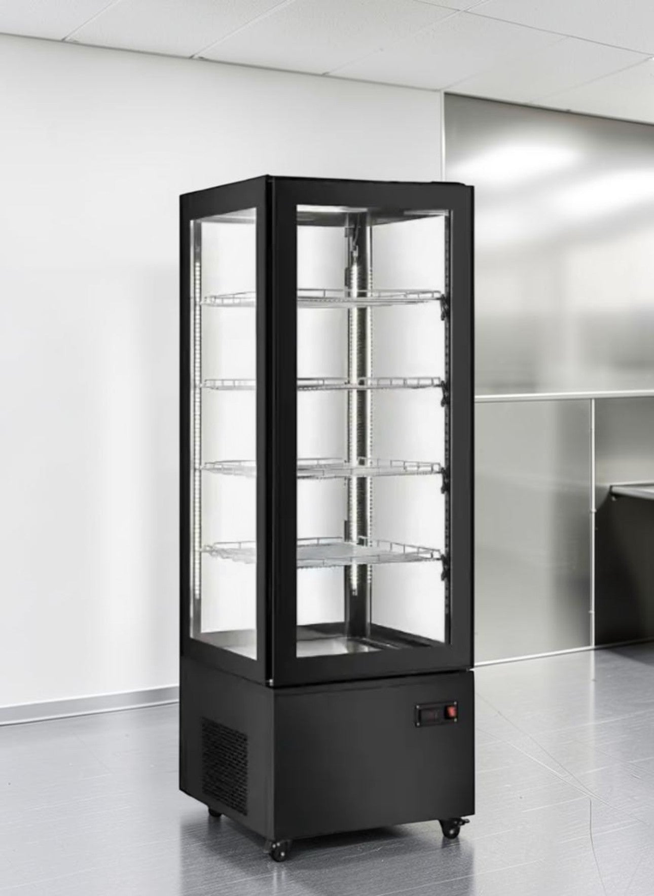 Brand New Condition – Marchia MVS500-B – Vertical Refrigerated Cake Display Case – Black Exterior – LED Lighting – 110V – ETL / NSF Certified – Fully Tested & Operational!