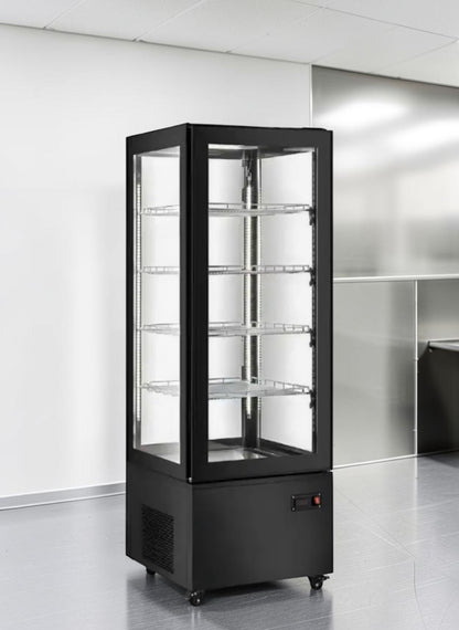 Brand New Condition – Marchia MVS500-B – Vertical Refrigerated Cake Display Case – Black Exterior – LED Lighting – 110V – ETL / NSF Certified – Fully Tested & Operational!