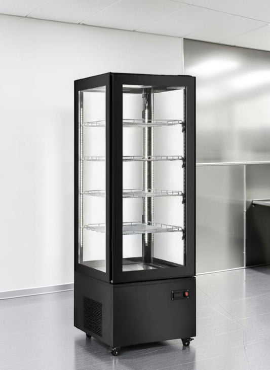 Brand New Condition – Marchia MVS500-B – Vertical Refrigerated Cake Display Case – Black Exterior – LED Lighting – 110V – ETL / NSF Certified – Fully Tested & Operational!