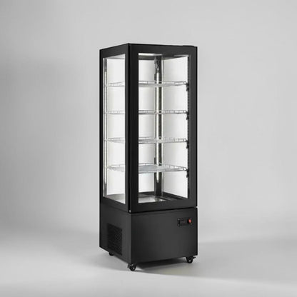 Brand New Condition – Marchia MVS500-B – Vertical Refrigerated Cake Display Case – Black Exterior – LED Lighting – 110V – ETL / NSF Certified – Fully Tested & Operational!