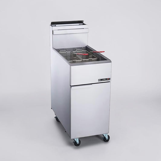 Top-Tier Condition – Blue Lava BLF3-NG – Commercial 40 lb. Natural Gas Floor Fryer – Three Tube Burners – 90,000 BTU – CSA & CSA Sanitation Certified – Fully Tested & Operational!
