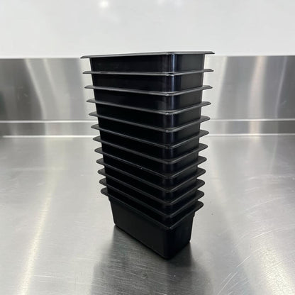 Superb Condition – Cambro 34CW110 – 1/3 Size Black Camwear Food Pans – 4" Deep – GN 1/3 – Quantity 10 – NSF Commercial Food Storage