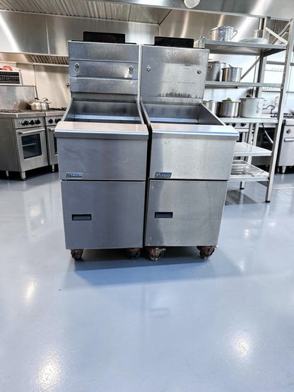 First-Class Condition – Pitco VF-35S – 15.63" Commercial Natural Gas Floor Fryer – 35-Lb. Oil Capacity – 70,000 BTU – Quantity 2 Available – Fully Tested & Operational!