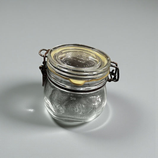 Pristine Condition – Bormioli Rocco Fido 1/2 Liter Glass Jar Set – Airtight Clamp Lid – Made in Italy – One Box – Ready for Use!