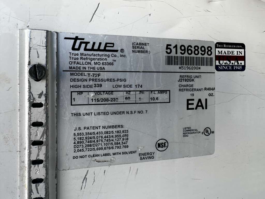 Immaculate Condition – True T-72F – 3 Door Commercial Reach-In Freezer – 78” Stainless Steel – Fully Tested & Operational!