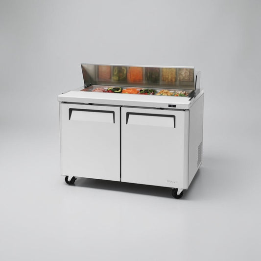 Excellent Condition – Turbo Air MST-48 M3 Series – 48" Commercial Sandwich / Salad Prep Table – 12 Cu. Ft. – 2 Doors – 115V – R134a – AS IS!