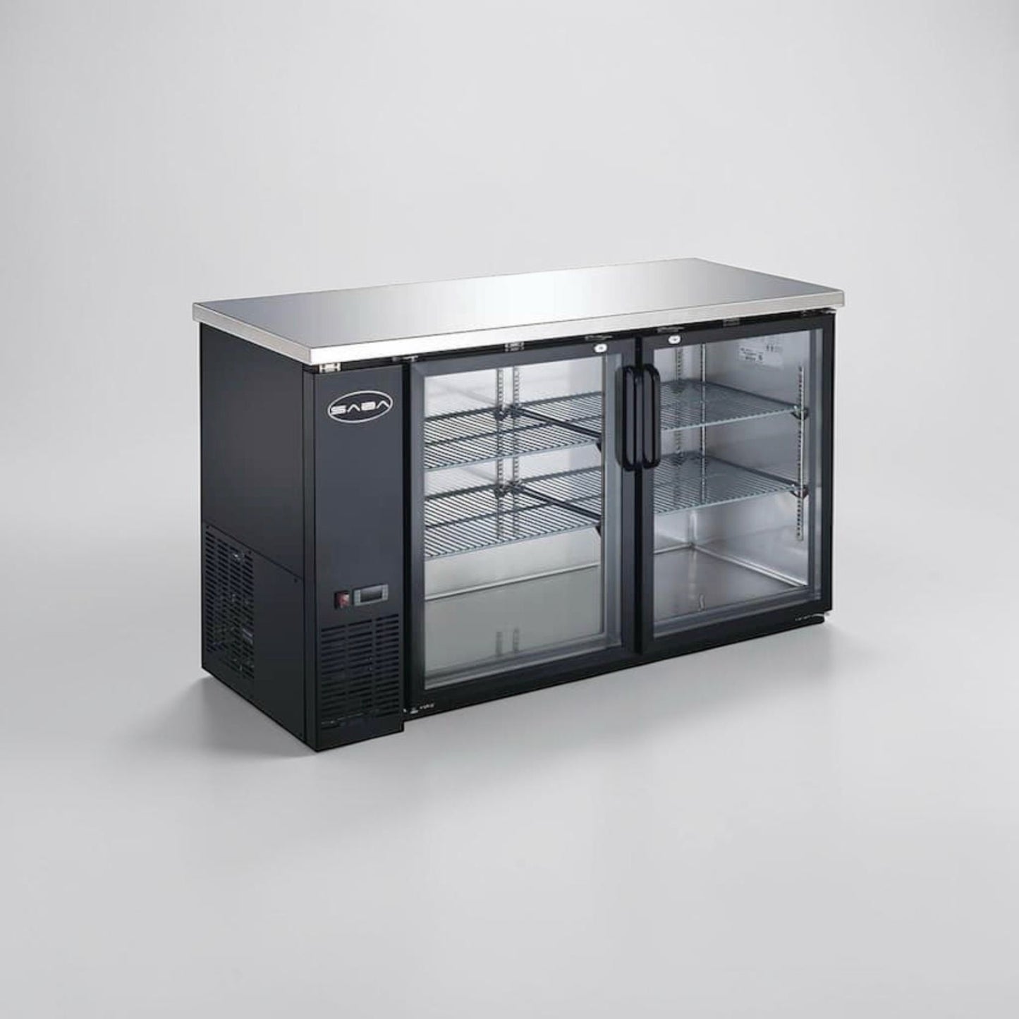 Superior Condition – SABA 60” Commercial Back Bar Cooler Refrigerator – Glass Doors – 15.8 Cu. Ft. – Stainless Steel – Fully Tested & Operational!