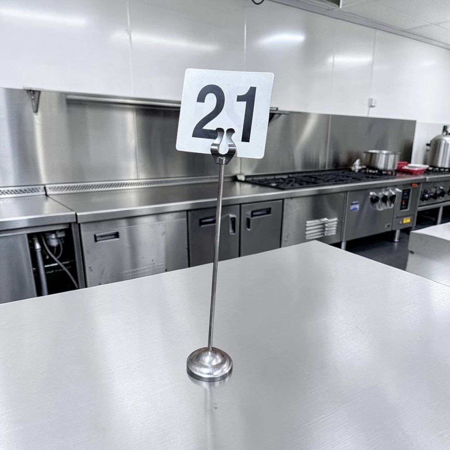Outstanding Condition – 12″ Commercial Stainless Steel Table Number Stand – Weighted Base – Restaurant Card Holder – Fully Inspected & Ready for Service!